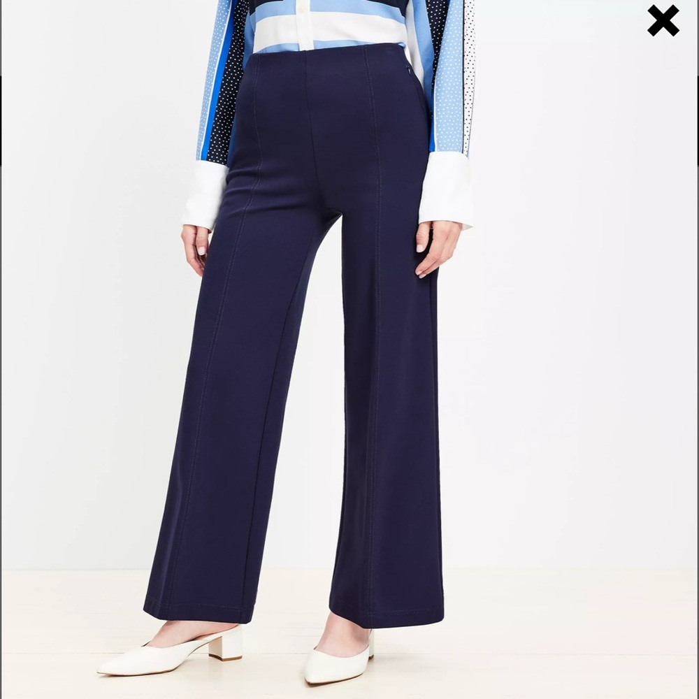 LOFT Navy Wide Leg Women's Ponte Pants